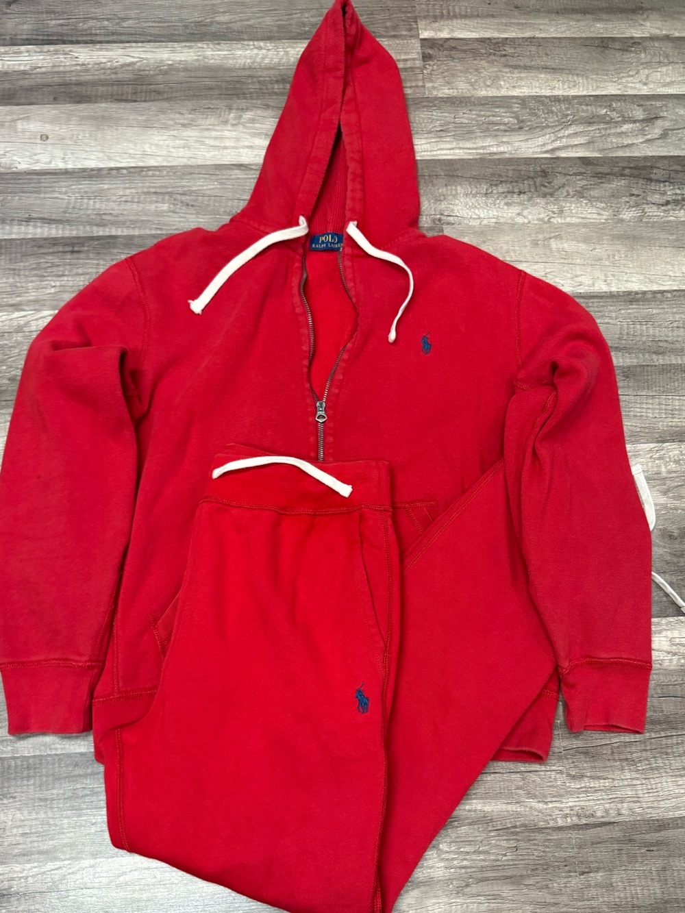 Polo by Ralph Lauren Red Hooded Sweatshirt & Sweatpants Set